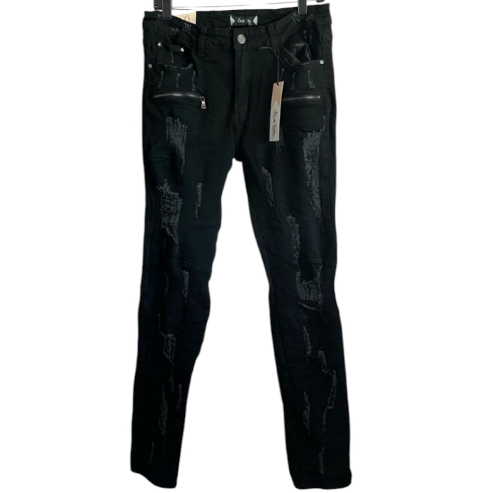 Blue Topic Womens' Black Distressed Jeans Size 11/12